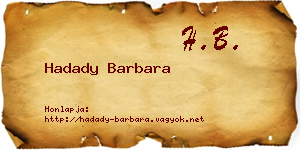 Hadady Barbara névjegykártya